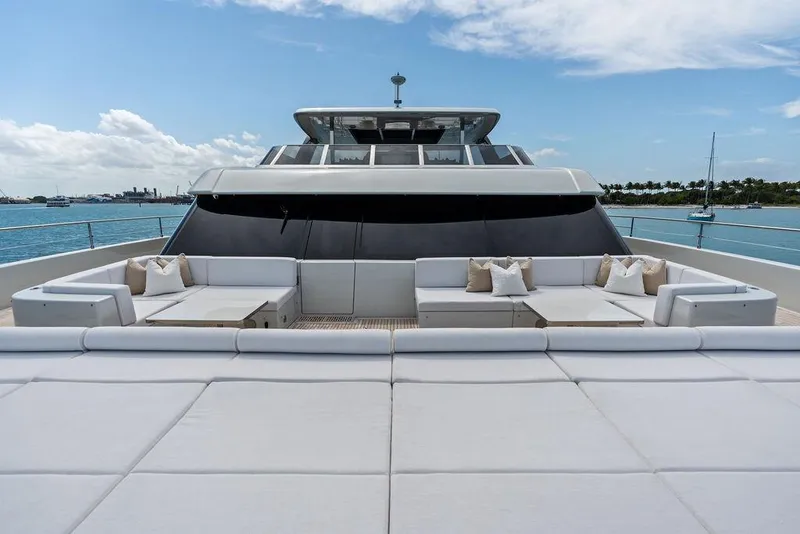 Slide: The Image of Luxurious 2024 Sunreef 80 Power yacht with spacious deck and elegant seating area. - 34