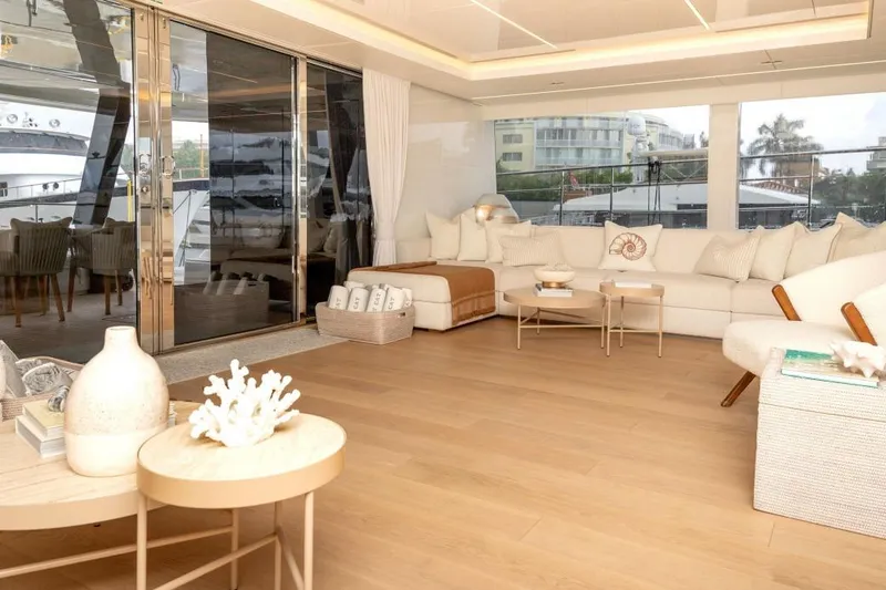 Slide: The Image of Luxurious interior of 2024 Sunreef 80 Power yacht with elegant seating and decor. - 40