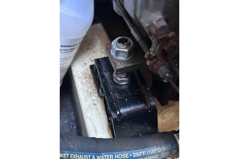 Slide: The Image of Close-up of a 1984 Pearson 34 sailboat steering wheel and Edson pedestal. - 22