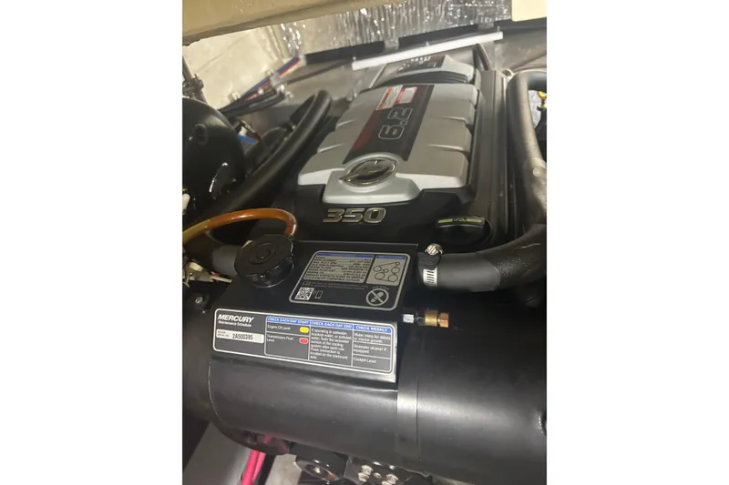 Slide: The Image of Engine of 2016 Carver C37 Coupe with Mercury 6.2L V8, labeled components visible. - 41