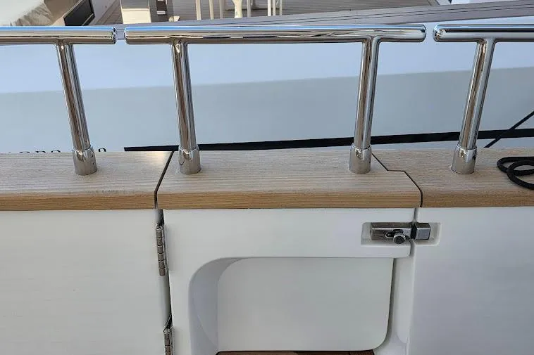 Slide: The Image of Stainless steel railing on 2024 Sirena 58 Flybridge MY yacht deck. - 17