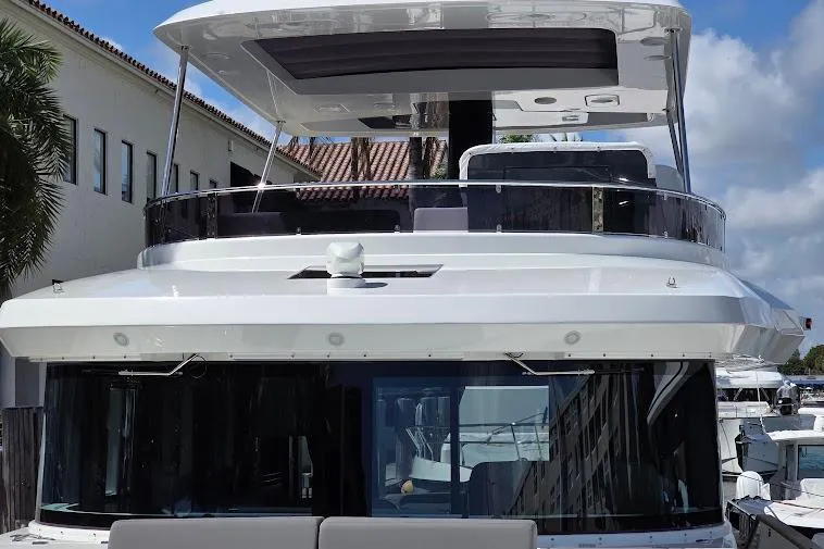 Slide: The Image of 2024 Sirena 58 Flybridge MY yacht, showcasing sleek design and modern architecture. - 7