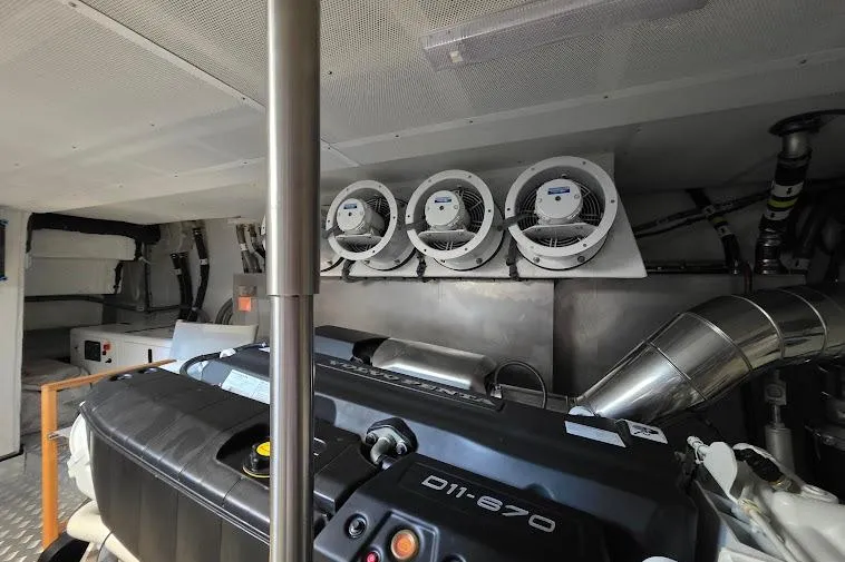 Slide: The Image of Engine room of 2024 Sirena 58 Flybridge MY yacht with ventilation system. - 95
