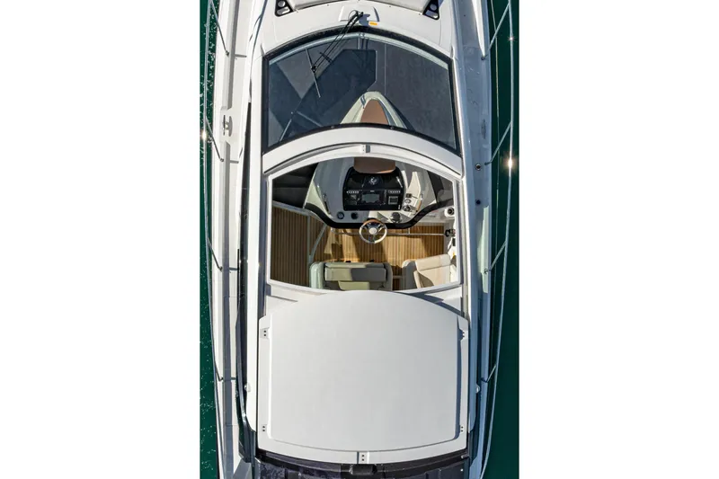 Slide: The Image of Overhead view of 2018 Beneteau Gran Turismo 40 yacht, showcasing sleek design and spacious cockpit. - 50