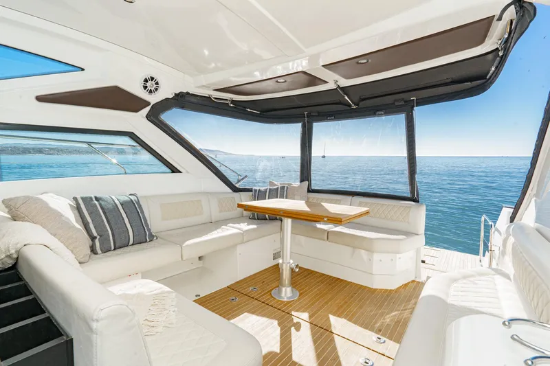 Slide: The Image of Luxurious interior of 2018 Beneteau Gran Turismo 40 yacht with ocean view. - 52