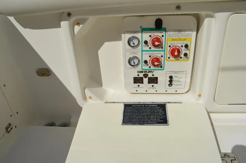 Slide: The Image of Control panel of a 2008 Century 2600 Center Console boat. - 25