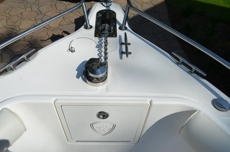 Slide: The Image of 2008 Century 2600 Center Console boat foredeck with anchor windlass. - 39