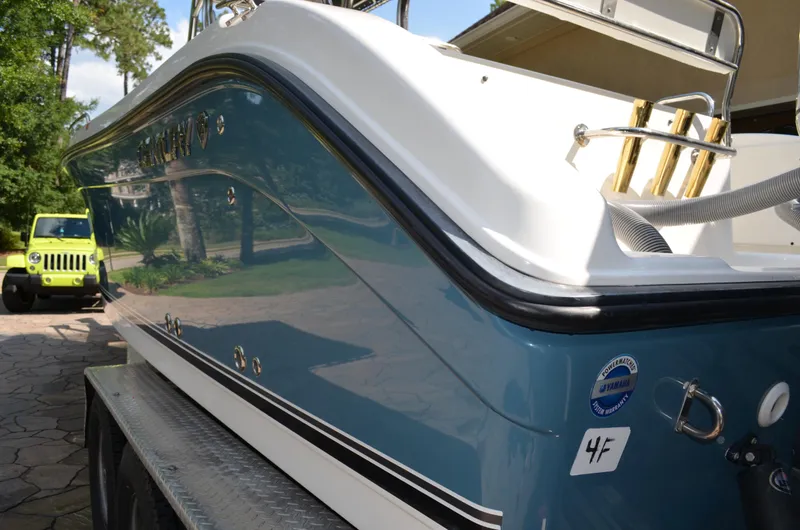 Slide: The Image of 2008 Century 2600 Center Console boat on trailer, side view. - 4