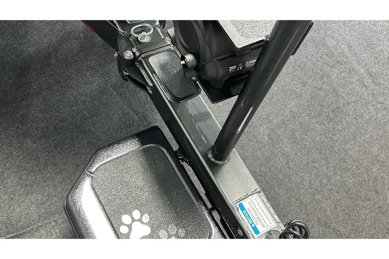 Slide: The Image of Close-up of 2026 Bass Cat Lynx STS boat deck with paw print design. - 20