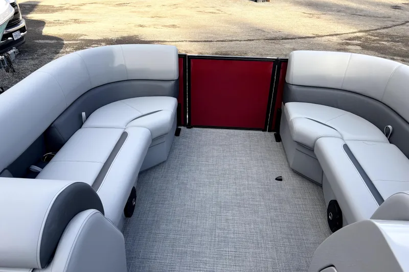 Slide: The Image of Interior of 2026 Bentley Pontoons Legacy 220 Navigator with plush seating. - 5