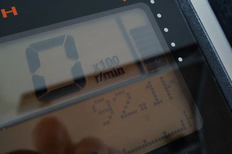 Slide: The Image of Close-up of a digital tachometer display on a 2006 Edgewater 265CC boat. - 22