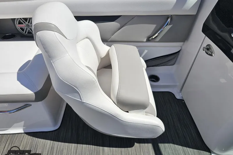 Slide: The Image of White leather seat in 2018 Four Winns HD220 boat interior, featuring sleek design and modern amenities. - 66