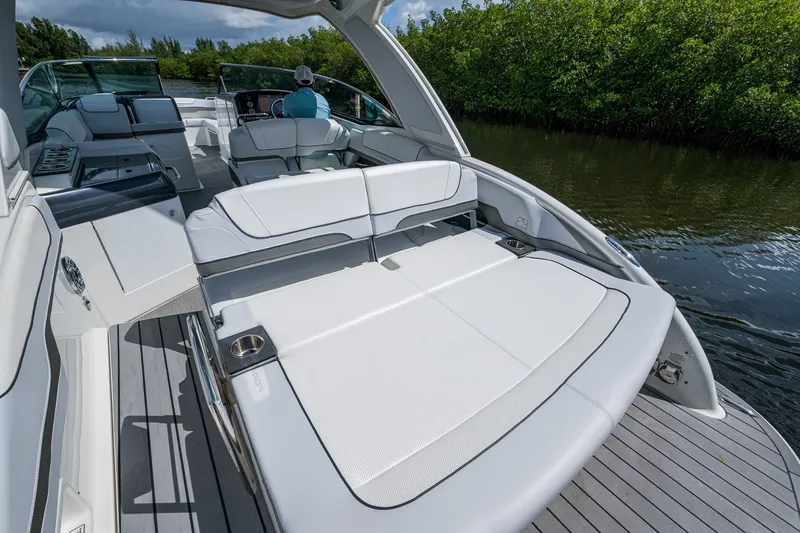 Slide: The Image of 2022 Formula 310 Bowrider OB with spacious seating, sleek design, and luxurious interior. - 44