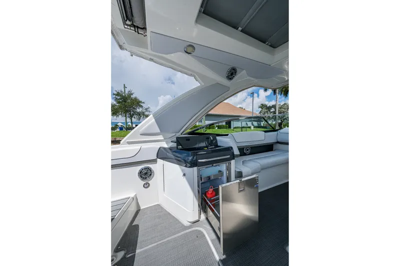 Slide: The Image of 2022 Formula 310 Bowrider OB interior with sleek seating and modern amenities. - 48