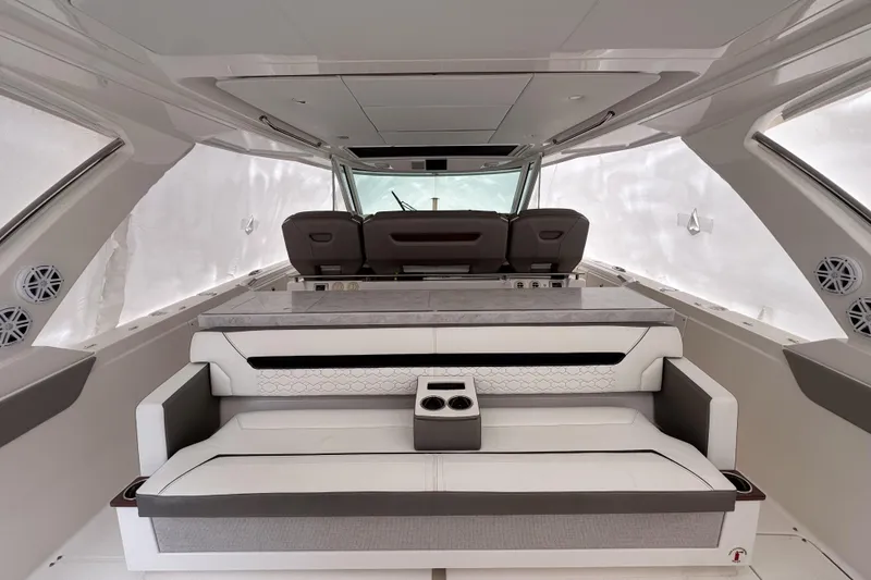 Slide: The Image of Luxurious interior of 2022 Tiara Yachts 43 LS, featuring elegant seating and modern design. - 5