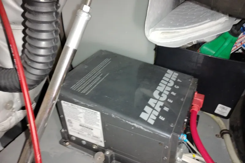Slide: The Image of Electrical system in 2005 Silverton 38 Convertible boat engine room. - 92