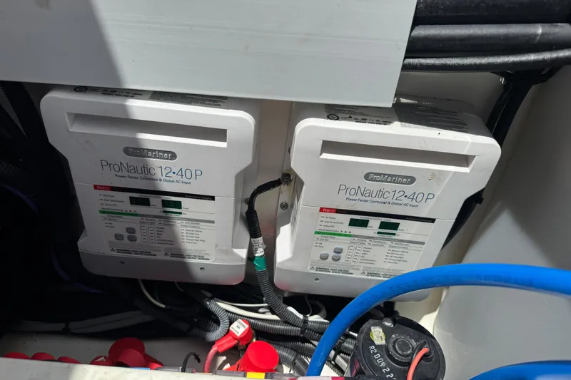 Slide: The Image of ProMariner ProNautic 12-40P chargers in a 2021 Boston Whaler 380 Outrage boat. - 18