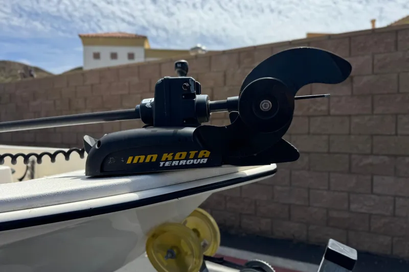 Slide: The Image of Minn Kota Terrova trolling motor on 2024 Carolina Skiff E18 JVX CC boat. - 8