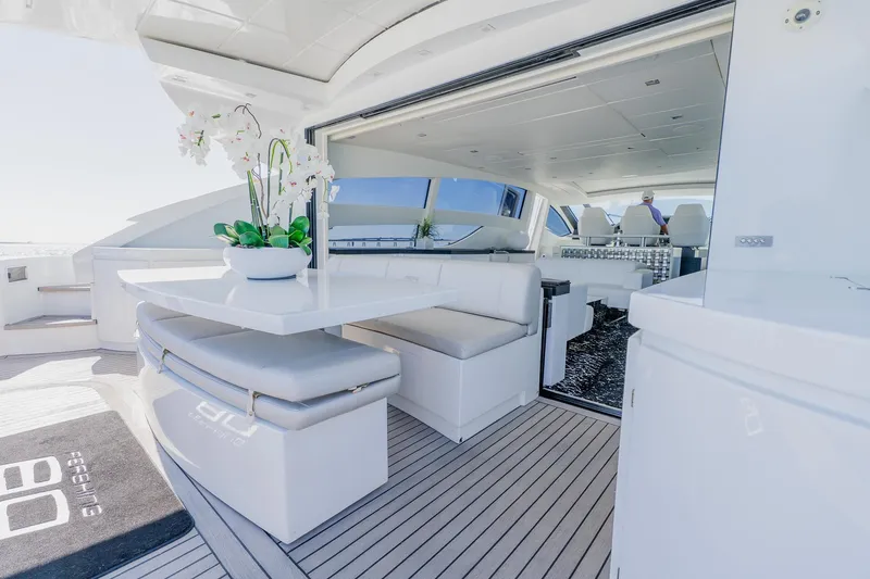 Slide: The Image of Luxurious interior of 2010 Pershing 80 yacht with elegant seating and modern design. - 81