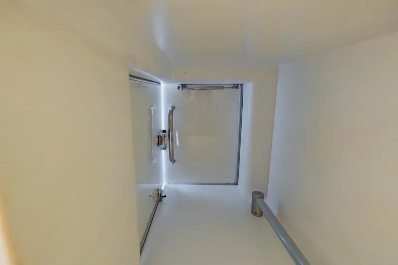 Slide: The Image of Interior view of a Pershing 80 yacht's sleek, modern shower area, 2010 model. - 89