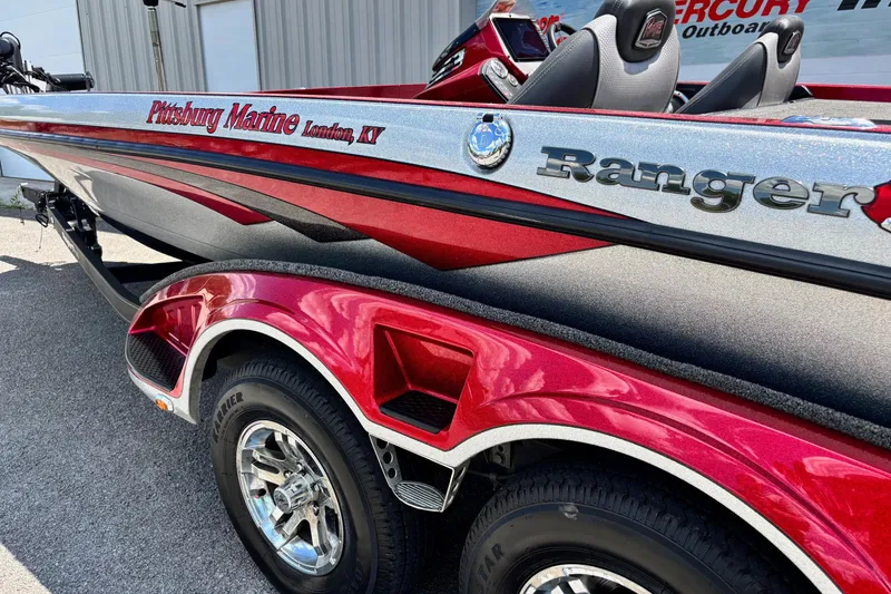 Slide: The Image of 2021 Ranger Z520C Cup-Equipped boat with red and silver detailing, Pittsburg Marine branding. - 14