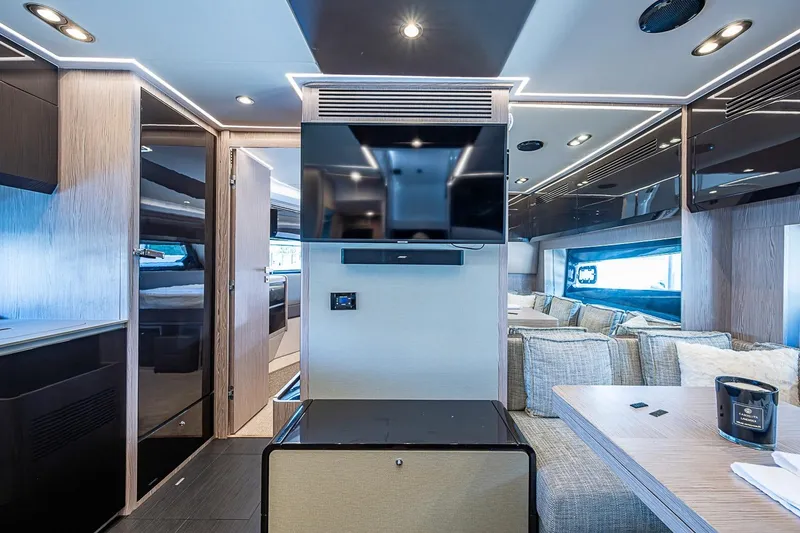 Slide: The Image of Luxurious interior of 2019 Azimut Atlantis 51 yacht with modern furnishings and sleek design. - 38