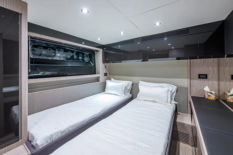 Slide: The Image of Luxurious twin cabin interior of 2019 Azimut Atlantis 51 yacht with modern design. - 41