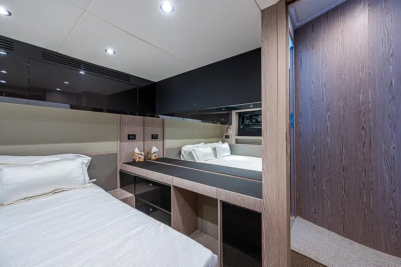 Slide: The Image of Luxurious interior of 2019 Azimut Atlantis 51 yacht cabin with modern design. - 43