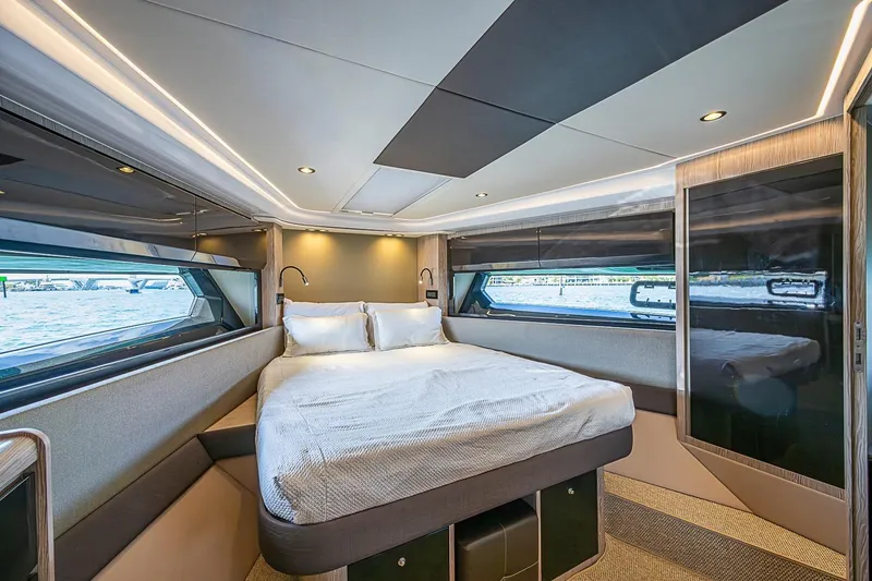 Slide: The Image of Luxurious bedroom interior of 2019 Azimut Atlantis 51 yacht with modern design. - 50