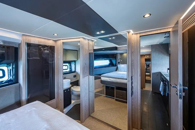 Slide: The Image of Luxurious interior of 2019 Azimut Atlantis 51 yacht, featuring modern design and elegant furnishings. - 51