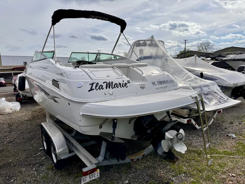 Slide: The Image of 2005 Crownline 270 BR boat on trailer, rear view. - 4