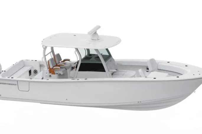 The Image of 2026 Sportsman Open 252 Center Console boat, sleek design, white exterior, spacious seating. - 1