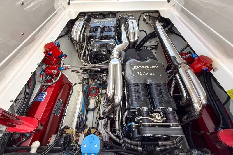 Slide: The Image of Engine compartment of a 2007 Fountain 42 Lightning with Mercury Racing 1075 SCi engines. - 25