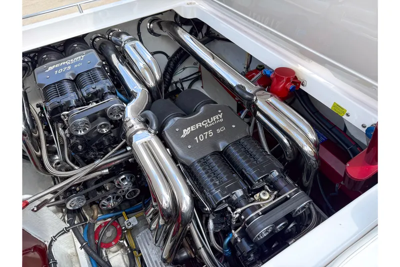 Slide: The Image of Engine compartment of a 2007 Fountain 42 Lightning with Mercury 1075 SCI engines. - 26