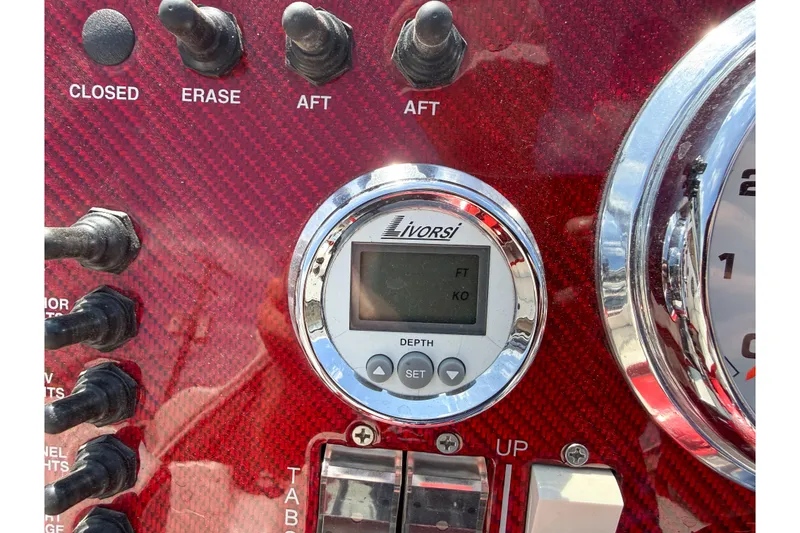 Slide: The Image of Dashboard of a 2007 Fountain 42 Lightning boat with Livorsi depth gauge. - 43