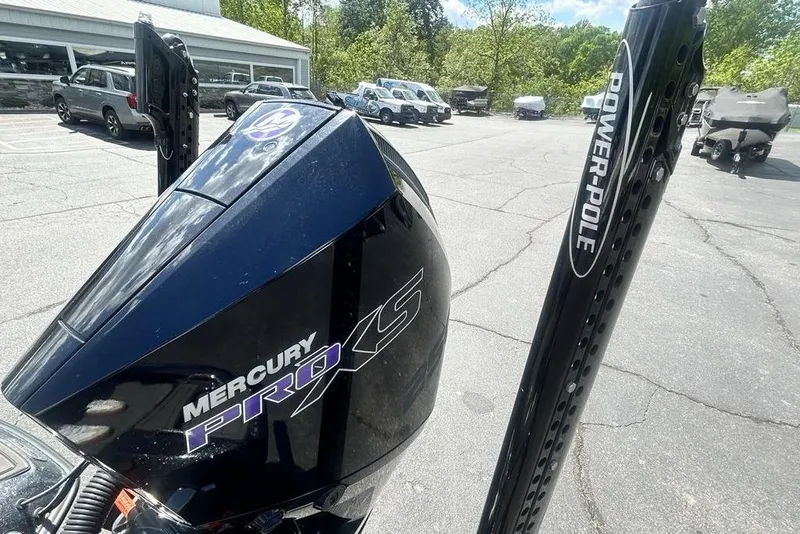 Slide: The Image of Outboard motor on a 2025 Phoenix 919 ZXL boat with Power-Pole anchoring system. - 12