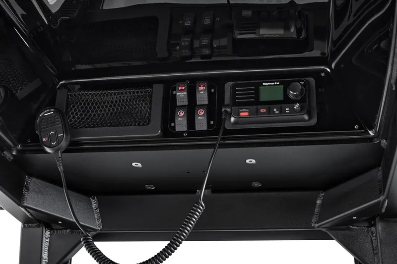 Slide: The Image of Control panel of 2026 Yamaha Boats 255 FSH Sport E with advanced navigation equipment. - 16