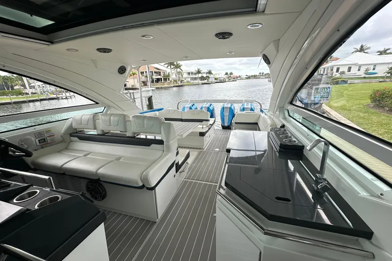 Slide: The Image of Luxurious interior of 2024 Formula 400 Super Sport Crossover yacht with sleek seating and modern amenities. - 23