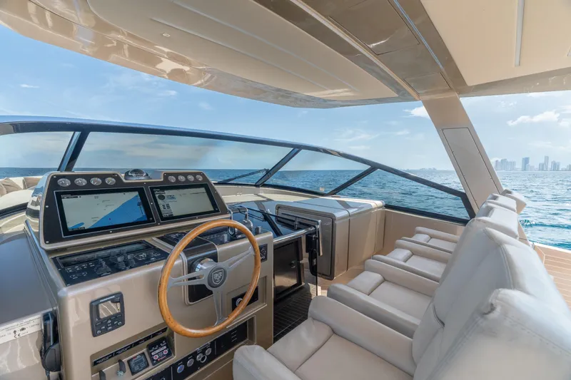 Slide: The Image of Luxurious 2019 CNM Continental 54 yacht interior with modern navigation system and ocean view. - 21