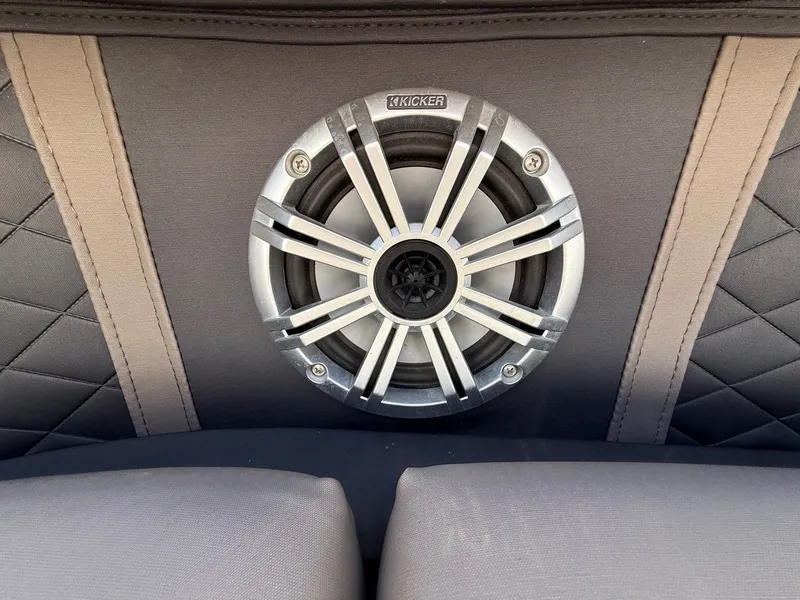 Slide: The Image of Kicker speaker in 2018 Bennington 25 SX boat interior. - 16