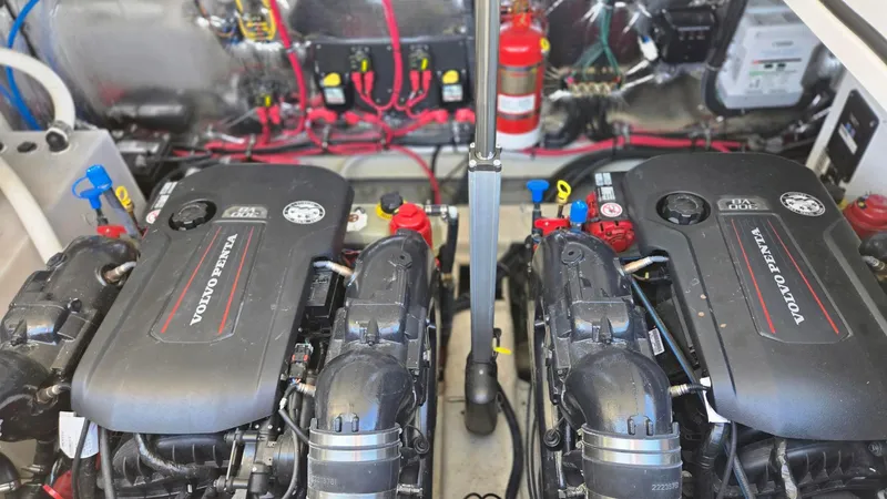 Slide: The Image of Engine room of 2017 Regal 32 Express with dual Volvo Penta engines. - 11