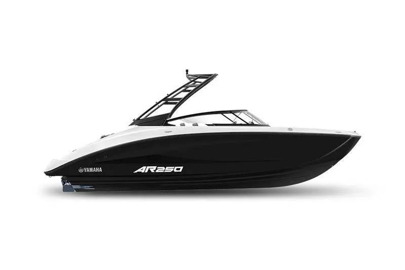The Image of 2026 Yamaha Boats AR250, sleek black and white design, side view. - 0