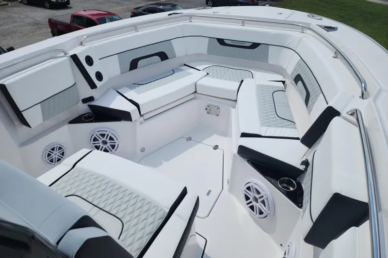 Slide: The Image of 2026 Blackfin 272 CC boat interior with luxurious seating and modern design. - 7