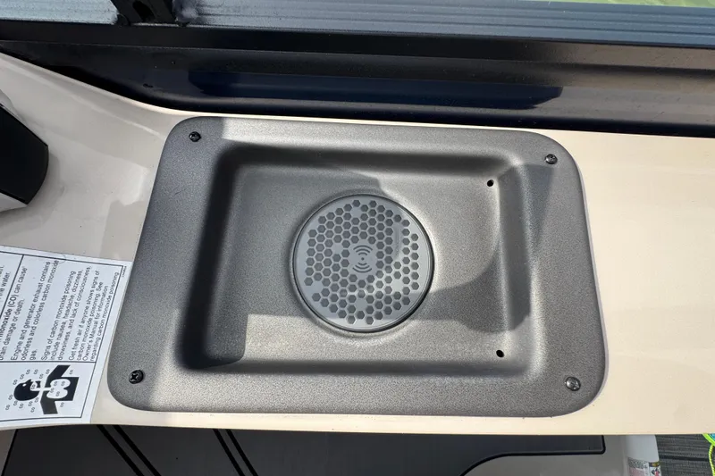 Slide: The Image of Speaker panel on 2021 Harris Solstice 230 boat dashboard. - 19