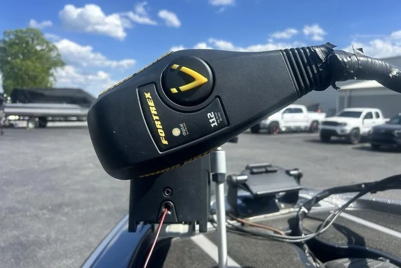 Slide: The Image of Close-up of a Fortrex trolling motor on a 2007 Ranger Z20 boat. - 3