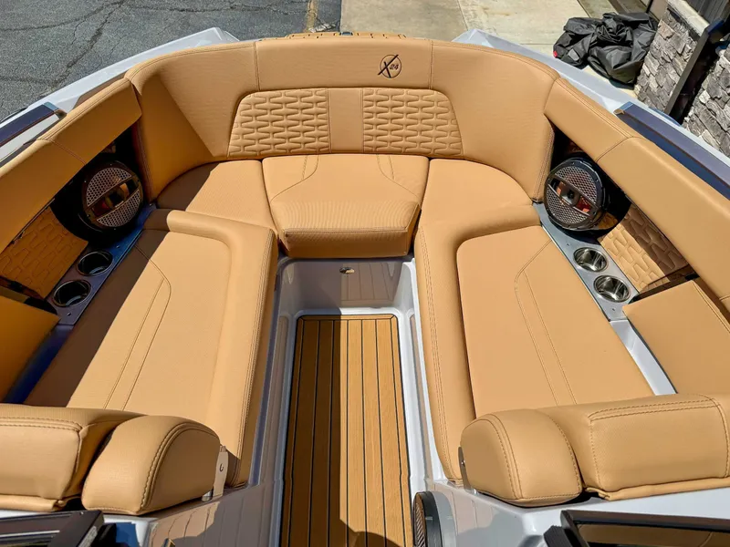 Slide: The Image of Luxurious interior of the 2024 MasterCraft X24 boat. - 14
