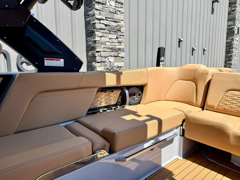 Slide: The Image of Interior of 2024 MasterCraft X24 with luxurious seating. - 19