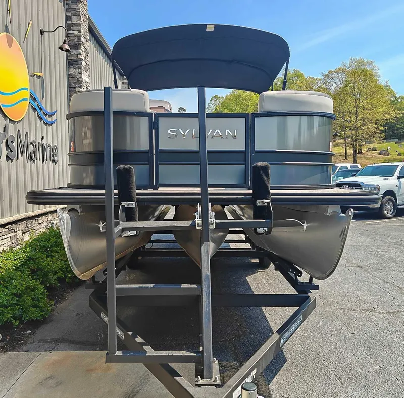 Slide: The Image of 2023 Sylvan L-3 CLZ DH pontoon boat on trailer. - 4