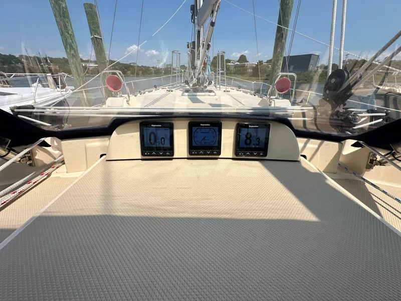 Slide: The Image of Cockpit view of 2021 Island Packet 439 sailboat with navigation instruments. - 24