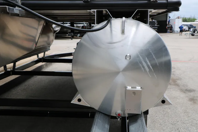 Slide: The Image of Rear view of 2026 Sylvan Mirage Cruise 8520 CLZ DH pontoon boat on trailer. - 10